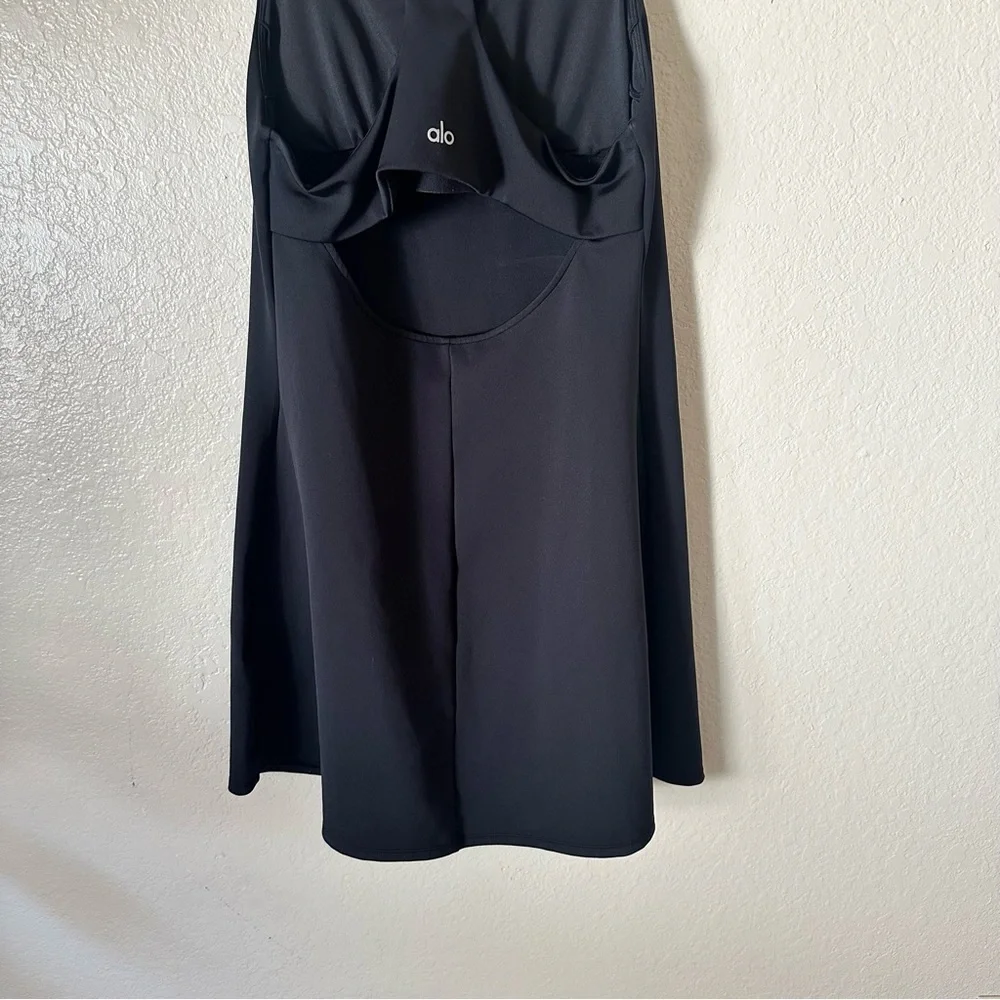 ALO Yoga Black Scoop Neck Racerback Mini Dress